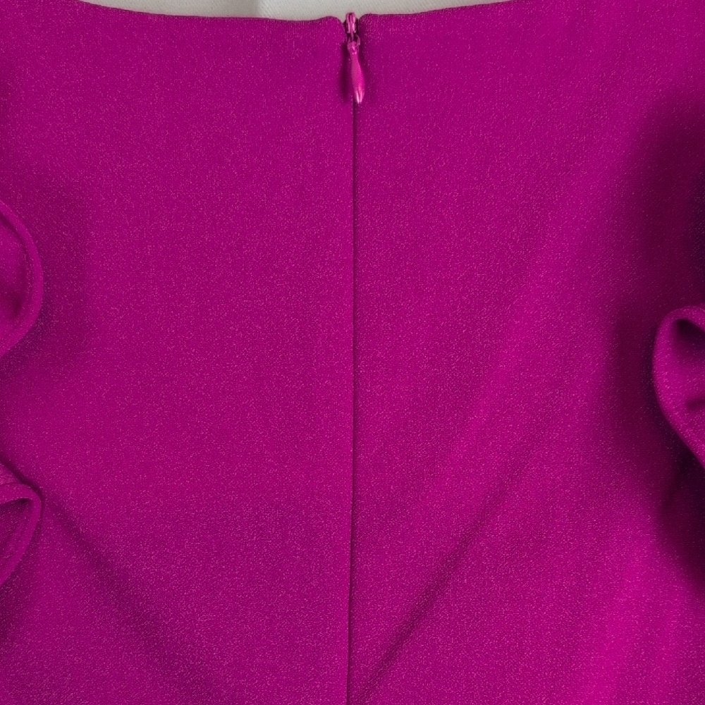 Chic Magenta Ruffle Sleeve Midi Dressโ - Picture 3 of 7